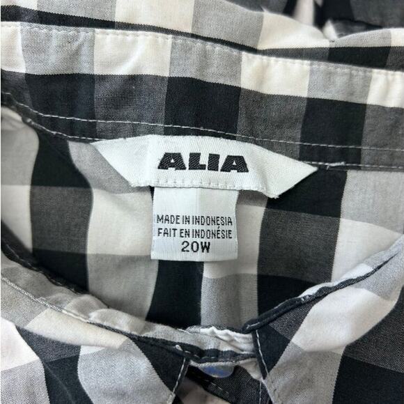 Alia Womens Black & White Plaid Button-Up Lightweight Shirt 20W - Picture 6 of 9